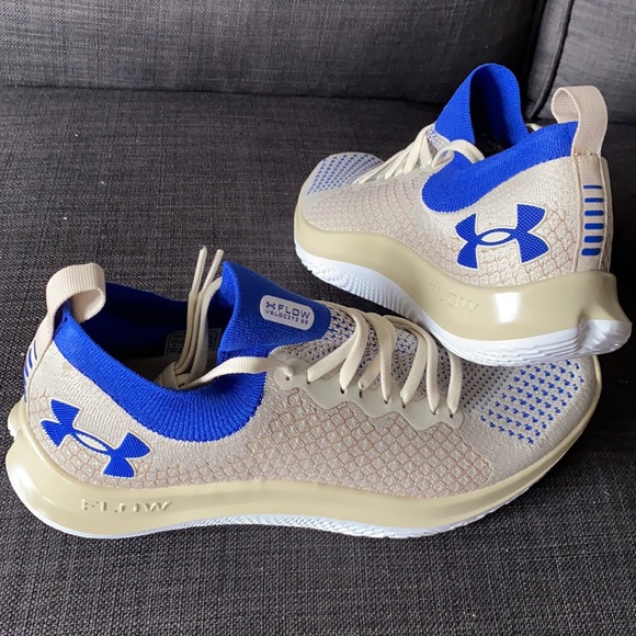 Under Armour Flow Velociti SE, M9/W10.5, Khaki and Royal blue - Picture 5 of 5